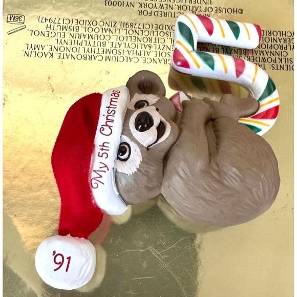 VTG Hallmark Child's Fifth Christmas Ornament 1991 Teddy Bear Years Koal… - Picture 1 of 12